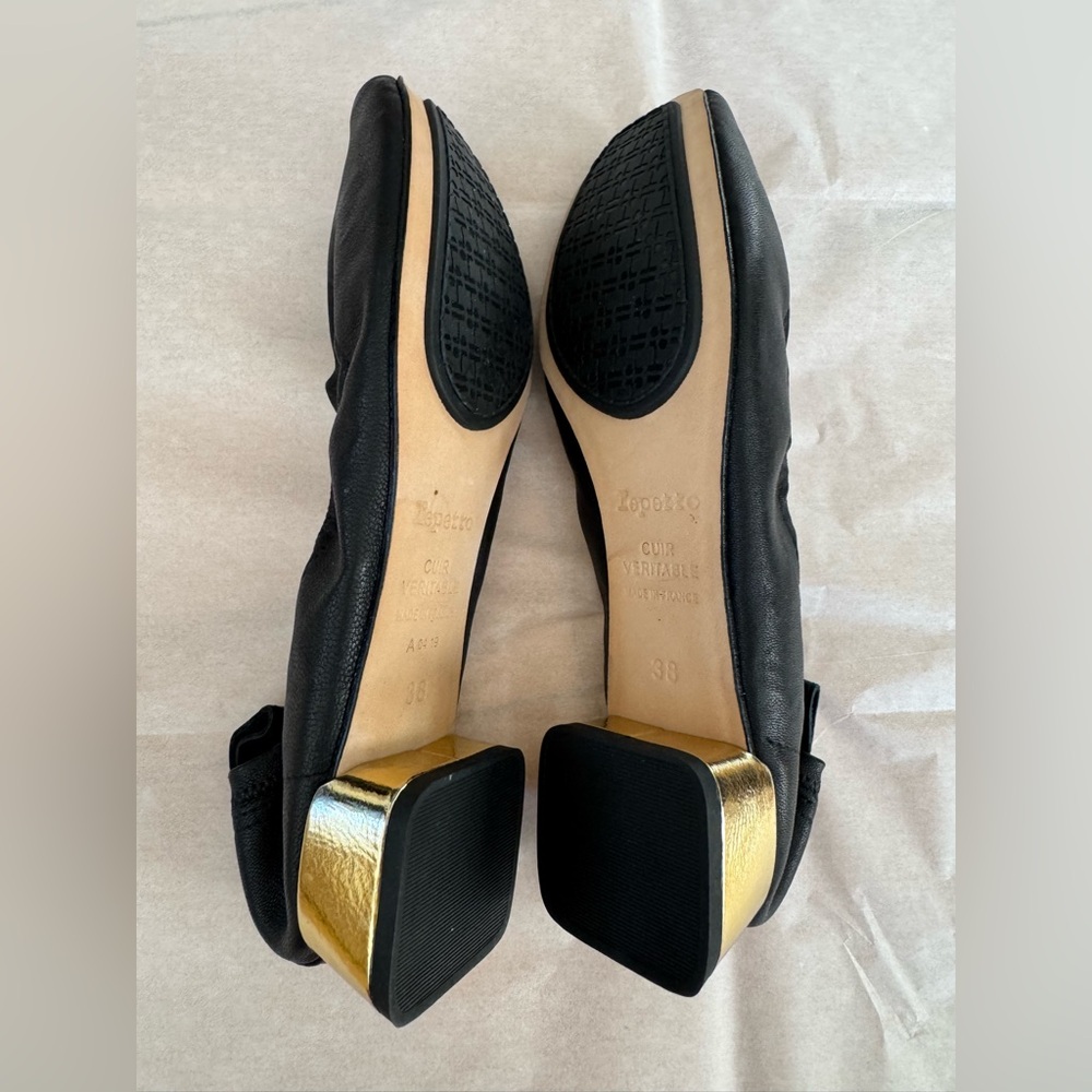Repetto Black Square-Toe Black Leather Flats - Picture 5 of 5